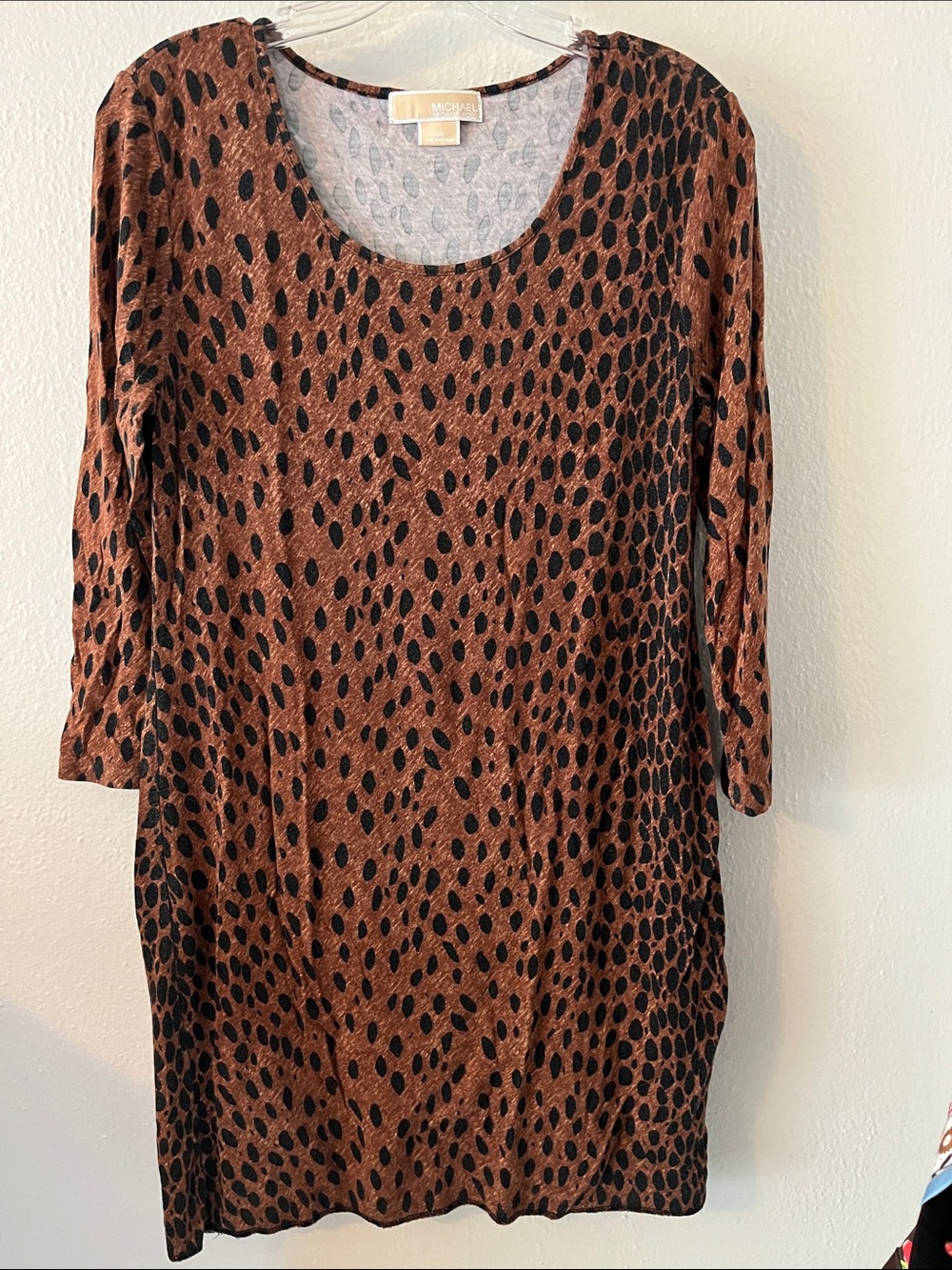 Michael Kors Rust Brown & Black Animal Print Scoop Neck Tunic